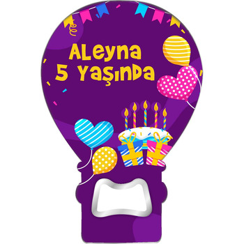 Kalp Balon ile Pasta Temalı Balon Ahşap Magnet 