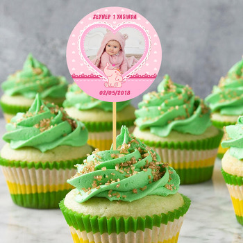 Kalp Çerçeveli Fil Temalı Resimli Kürdan Süs