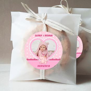 Kalp Çerçeveli Fil Temalı Resimli Sticker