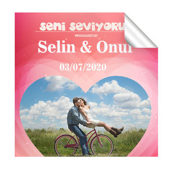 Kalp Çerçeveli Kare Etiket