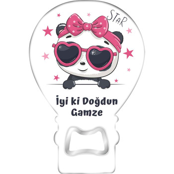 Kalp Gözlüklü Panda Temalı Balon Ahşap Magnet 