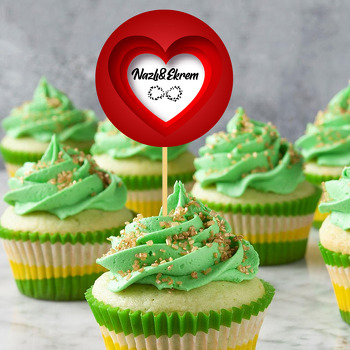 Kalp Katmanları ile Beyaz Kalp Temalı Parti Kürdan Süs