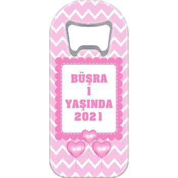 Kalp Pembe Balon ile Zigzag Fon Temalı Uzun Magnet Açacak