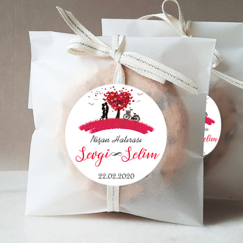 Kalpli Ağaç Temalı Söz Nişan Nikah Sticker