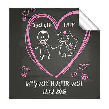 Kalpli Nişan  Kare Etiketi