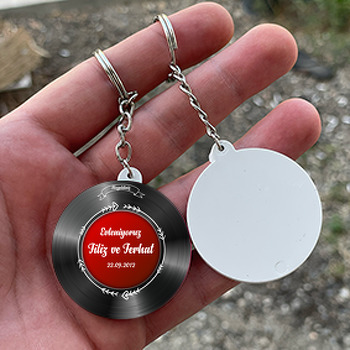 Kalpli Plak Temalı Daire Plastik Anahtarlık