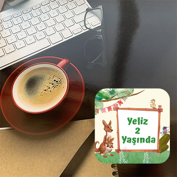 Kanguru Temalı Bardak Altlığı