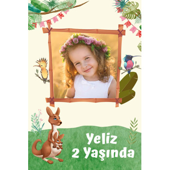 Kanguru Temalı Doğum Günü Afiş