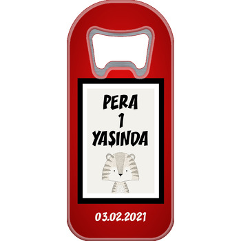 Kaplan ile Klasik Çerçeve Kırmızı Fon Temalı Uzun Magnet Açacak