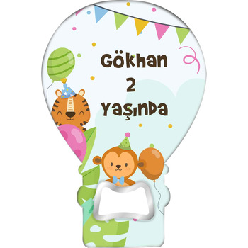Kaplan ile Maymun Partide Temalı Balon Ahşap Magnet 