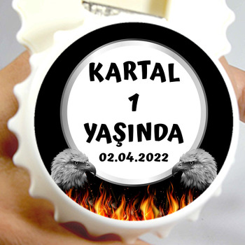 Kara Kartal Temalı Kapak Şekilli Magnet Açacak