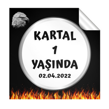 Kara Kartal Temalı Kare Etiket