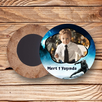 Kara Panter Temalı Ahşap Daire Magnet