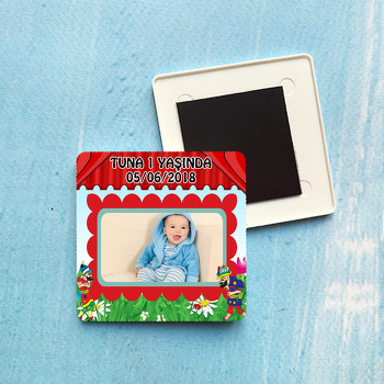 Karagöz ve Hacivat Temalı Kare Plastik Kare Magnet