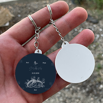 Karakalem Yüzük Temalı Söz Nişan Nikah Daire Plastik Anahtarlık