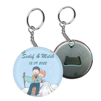 Karda Gelin ile Damat Temalı Arkası Açacak Anahtarlık