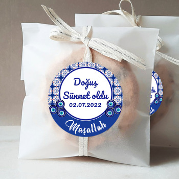 Kare Çini Desen ile Nazarlıklı Sünnet Temalı Sticker