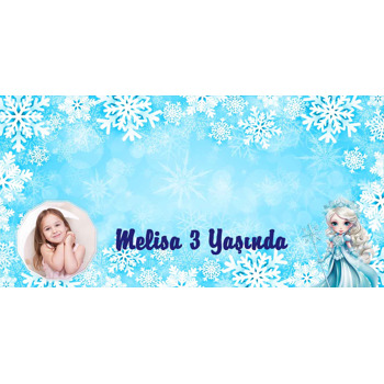 Karlar Kraliçesi Elsa Mavi Temalı Hediye Paket Başlığı