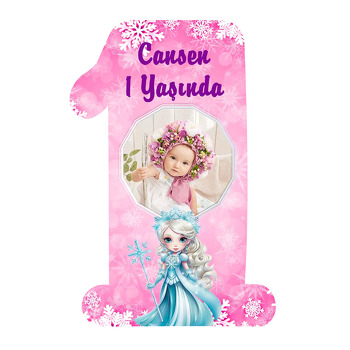 Karlar Kraliçesi Elsa Pembe Temalı Doğum Günü Magnet