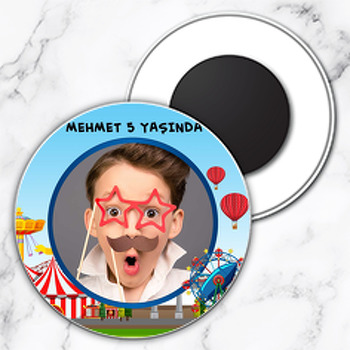 Karnaval Temalı Daire Plastik Doğum Günü Magnet