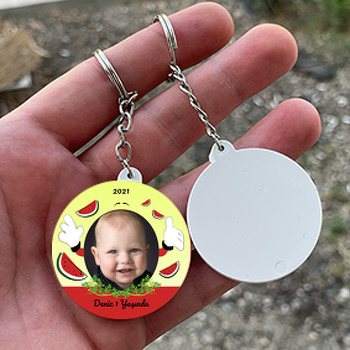 Karpuz Dilimleri Temalı Daire Plastik Anahtarlık