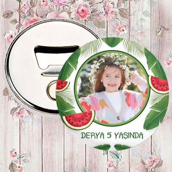 Karpuz ile Tropikal Yapraklar Temalı Magnet Açacak