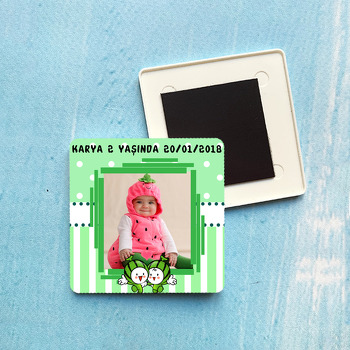 Karpuz Temalı Kare Plastik Kare Magnet