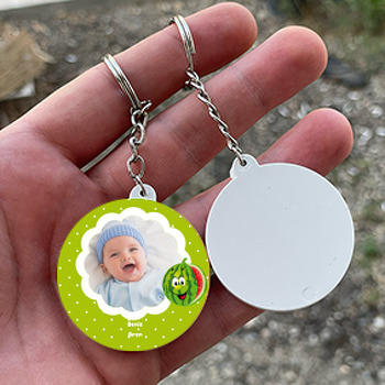 Karpuz Temalı Resimli Daire Plastik Anahtarlık