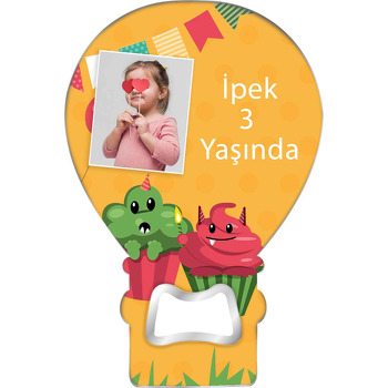 Karpuzlu Cupcakeler Temalı Balon Ahşap Magnet 