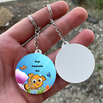 KaSevimli Balık Temalı Daire Plastik Anahtarlık