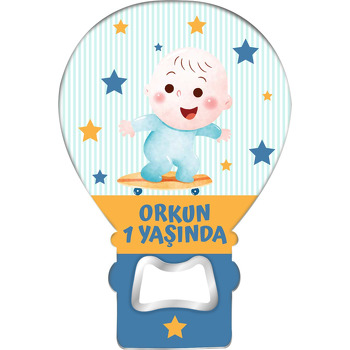 Kaykaycı Bebek Mavi Sarı Fonda Temalı Balon Magnet Açacak