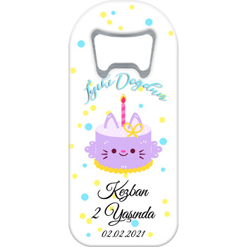 Kedicorn Pasta Beyaz Fonda Temalı Doğum Günü Uzun Açacak