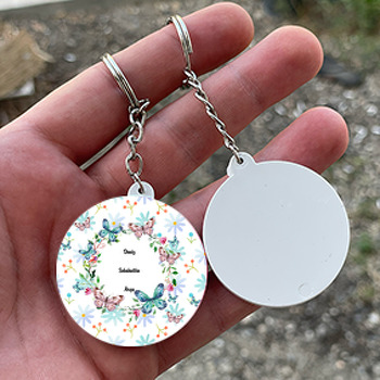 Kelebek 2 Temalı Daire Plastik Anahtarlık