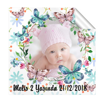 Kelebek 2 Temalı Kare Etiket