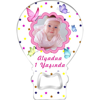 Kelebek ve Yıldız Temalı Balon Ahşap Magnet 