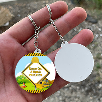 Kepçe 2 Temalı Daire Plastik Anahtarlık