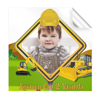Kepçe 2 Temalı Doğum Günü  Kare Etiket