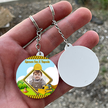 Kepçe 2 Temalı Resimli Daire Plastik Anahtarlık