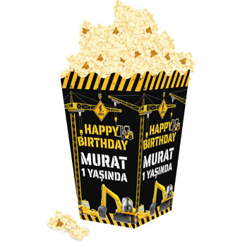 Kepçe ile Dozer İş Makineleri Temalı Popcorn Kutusu