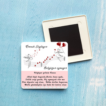 Kına Gecesi Plastik Kare Magnet