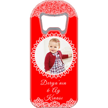 Kırmızı 6 Ay Kınası Temalı  Oval Açacak