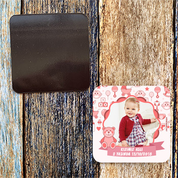 Kırmızı Ayıcık Temalı Doğum Günü Magnet