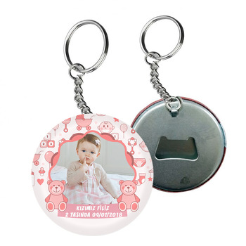 Kırmızı Ayıcık Temalı Resimli Arkası Açacak Anahtarlık