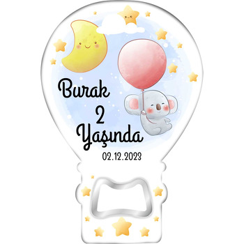 Kırmızı Balonla Uçan Koala ile Aydede Temalı Balon Ahşap Magnet 