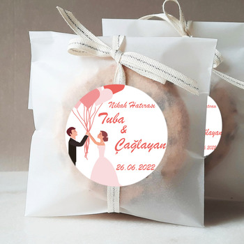 Kırmızı Balonlar ile Gelin Damat Temalı Sticker
