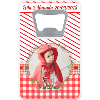 Kırmızı Başlıklı Kız ve Kurt Temalı Doğum Dikdörtgen Magnet Açacak