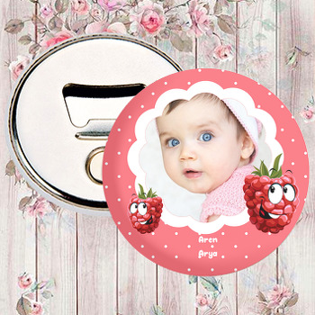 Kırmızı Böğürtlen Temalı Resimli Magnet Açacak