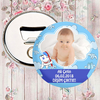 Kırmızı Diş Fırçalı Erkek Bebek Temalı Diş Buğdayı Magnet Açacak