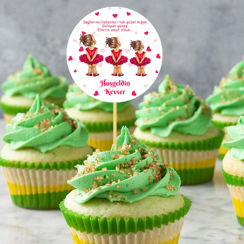 Kırmızı Elbiseli Balerin Kardeşler Temalı Parti Kürdan Süs