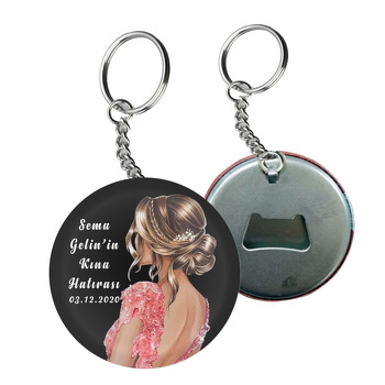 Kırmızı Elbiseli Gelin Temalı Arkası Açacak Anahtarlık